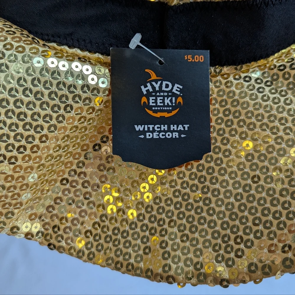 Hyde & Eek! Gold Sequin Witch Hat NWT